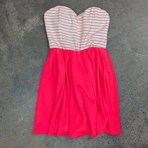 Feminine Flirty Fun Style Rack Bright Pink‎ & White Mini Sweetheart Dress Ballet